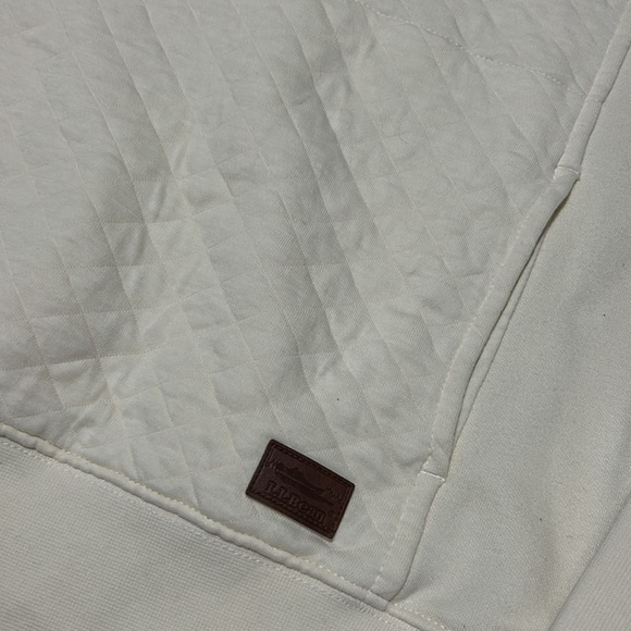 L.L. Bean Quilted Pullover Long Sleeve 1/4 Zip Cream Top Women’s Size Medium - Picture 7 of 16